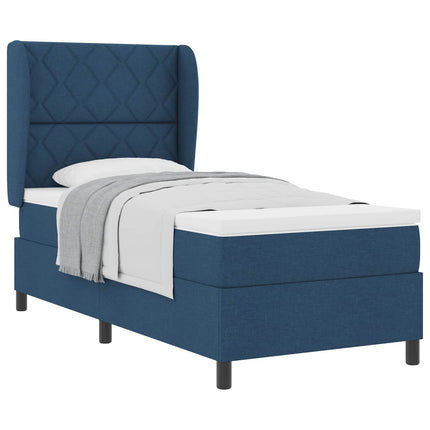 Box spring seng med hovedgærde Blå 100 x 200 cm Stof