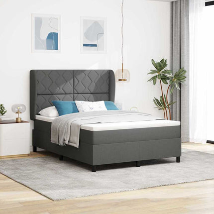 Box spring seng med hovedgærde Mørkegrå 140 x 190 cm Stof