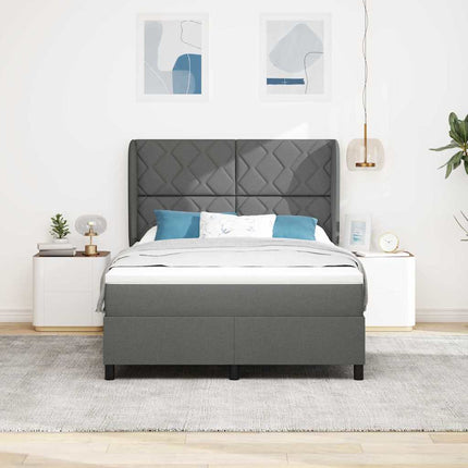 Box spring seng med hovedgærde Mørkegrå 140 x 190 cm Stof