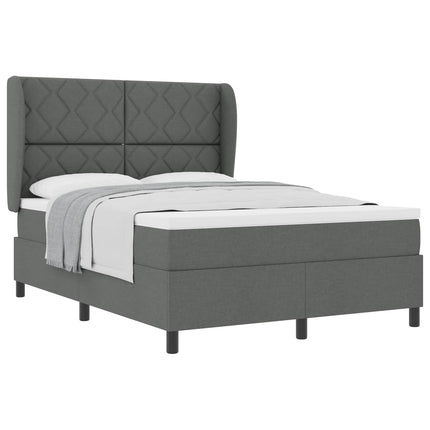 Box spring seng med hovedgærde Mørkegrå 140 x 190 cm Stof
