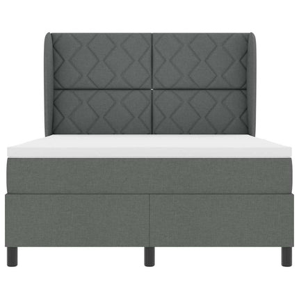 Box spring seng med hovedgærde Mørkegrå 140 x 190 cm Stof