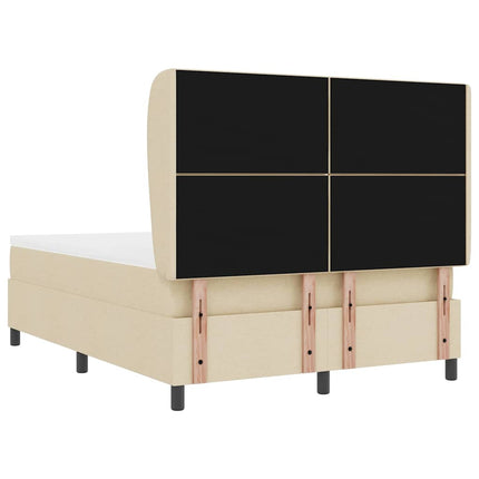 Box spring seng med hovedgærde Creme 140 x 190 cm Stof