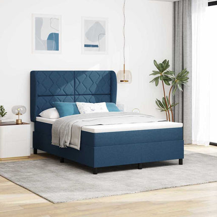 Box spring seng med hovedgærde Blå 140 x 190 cm Stof