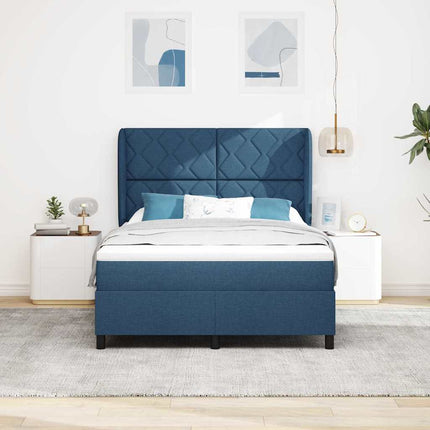 Box spring seng med hovedgærde Blå 140 x 190 cm Stof
