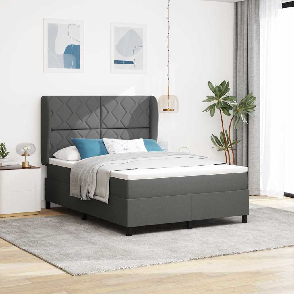 Box spring seng med hovedgrde Mrkegr 140 x 200 cm Stof