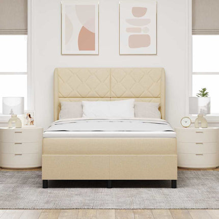 Box spring seng med hovedgærde Creme 160 x 200 cm Stof