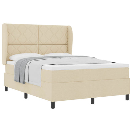 Box spring seng med hovedgærde Creme 160 x 200 cm Stof