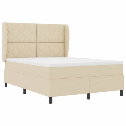 Box spring seng med hovedgærde Creme 160 x 200 cm Stof