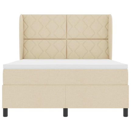 Box spring seng med hovedgærde Creme 160 x 200 cm Stof