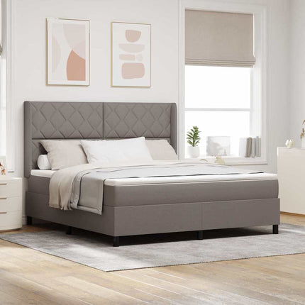 Box spring seng med hovedgærde Gråbrun 180 x 200 cm Stof
