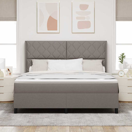 Box spring seng med hovedgærde Gråbrun 180 x 200 cm Stof