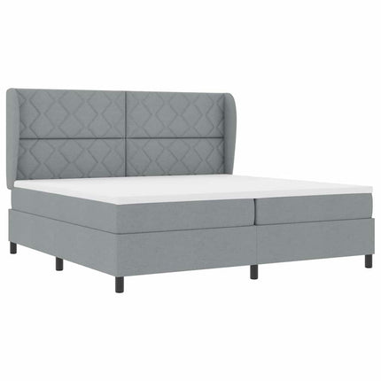 Box spring seng med hovedgærde Lysegrå 200 x 200 cm Stof