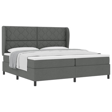 Box spring seng med hovedgærde Mørkegrå 200 x 200 cm Stof