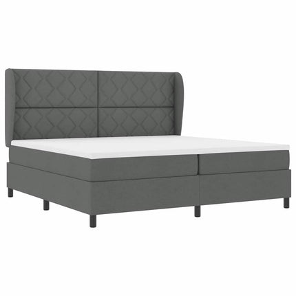 Box spring seng med hovedgærde Mørkegrå 200 x 200 cm Stof