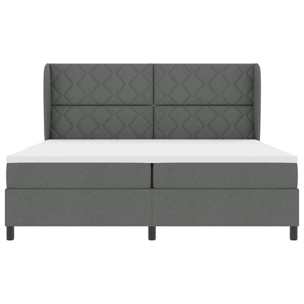 Box spring seng med hovedgærde Mørkegrå 200 x 200 cm Stof