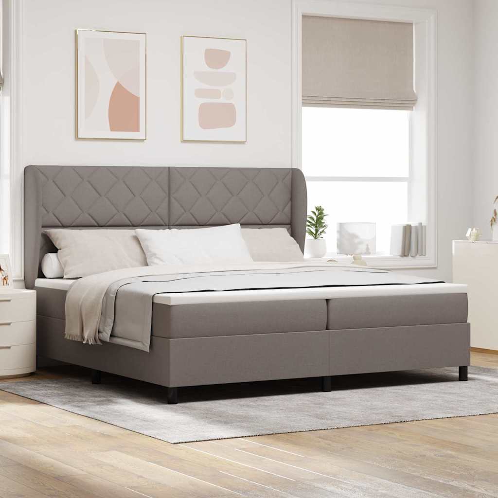 Box spring seng med hovedgrde Grbrun 200 x 200 cm Stof