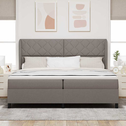 Box spring seng med hovedgærde Gråbrun 200 x 200 cm Stof