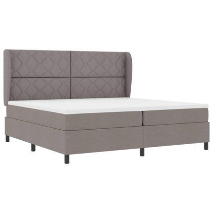 Box spring seng med hovedgærde Gråbrun 200 x 200 cm Stof
