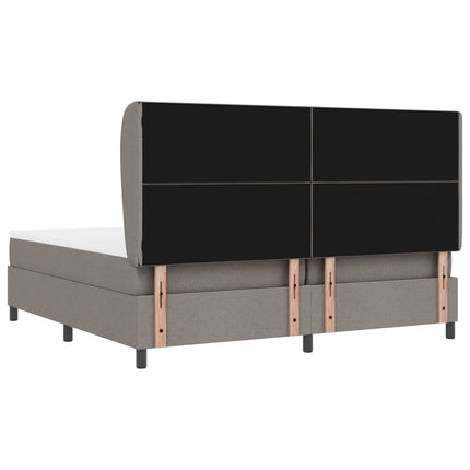 Box spring seng med hovedgærde Gråbrun 200 x 200 cm Stof