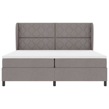 Box spring seng med hovedgærde Gråbrun 200 x 200 cm Stof