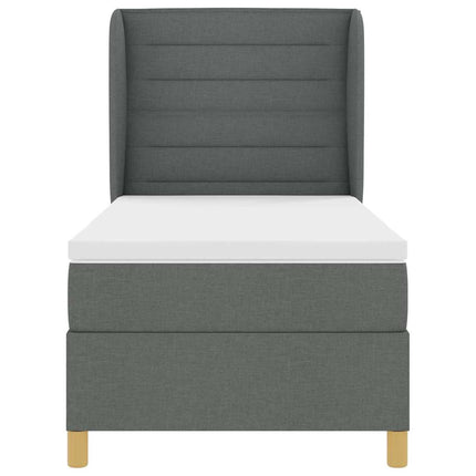 Box spring seng med madras Mørkegrå 190 x 90 cm Stof