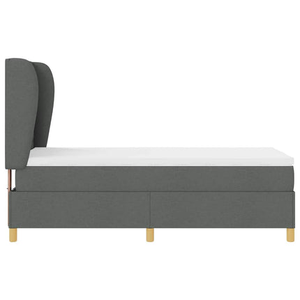 Box spring seng med madras Mørkegrå 200 x 90 cm Stof