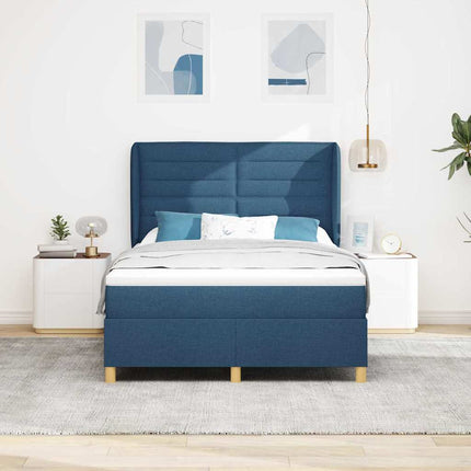 Box spring seng med madras med hovedgærde Blå 200 x 140 cm Stof