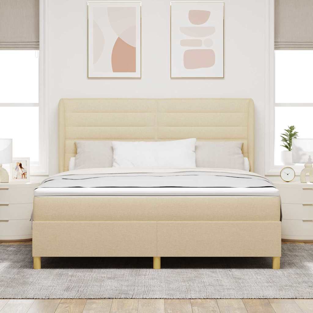 Box spring seng med madras Creme 200 x 180 cm Stof