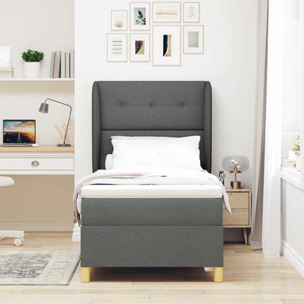 Box spring seng med hovedgærde Mørkegrå 190 x 90 cm Stof