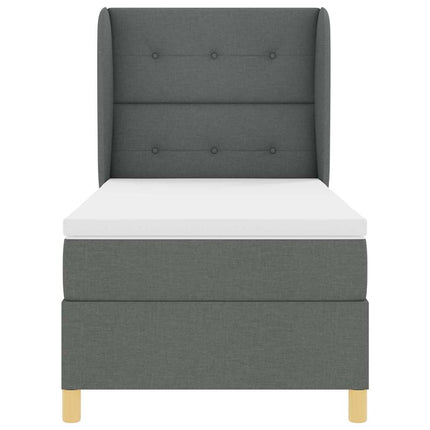 Box spring seng med hovedgærde Mørkegrå 190 x 90 cm Stof