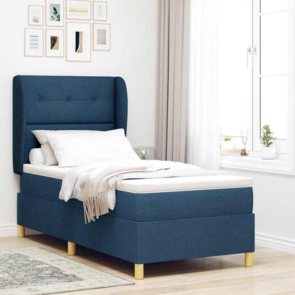 Box spring seng med hovedgærde Blå 190 x 90 cm Stof