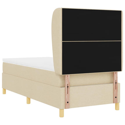 Box spring seng med hovedgærde Creme 200 x 90 cm Stof