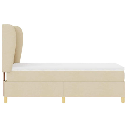 Box spring seng med hovedgærde Creme 200 x 90 cm Stof