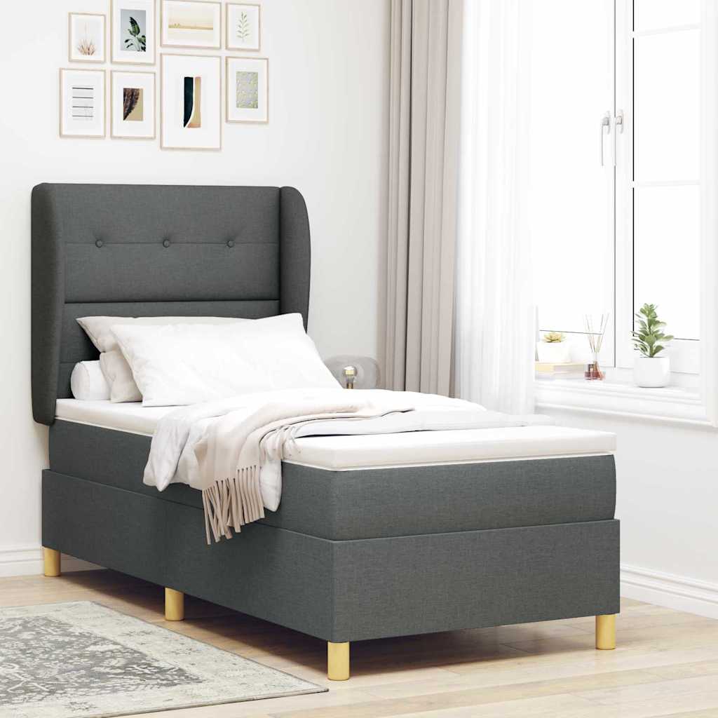 Box spring seng med hovedgrde Mrkegr 200 x 100 cm Stof