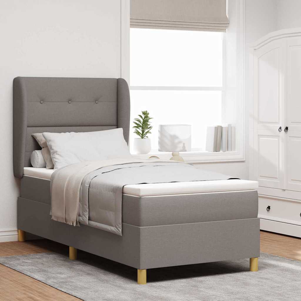 Box spring seng med hovedgrde Grbrun 200 x 100 cm Stof