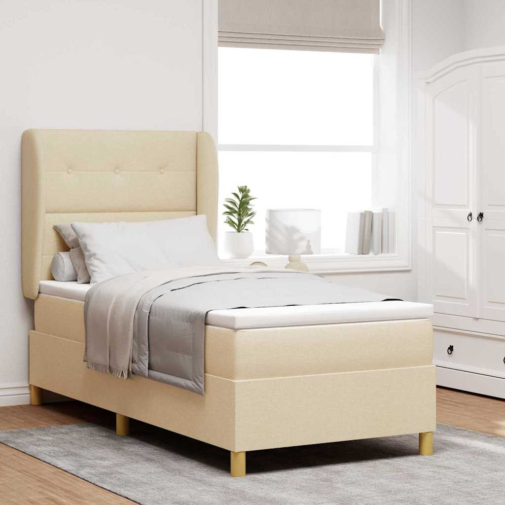 Box spring seng med hovedgrde Creme 200 x 100 cm Stof