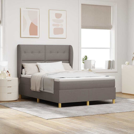 Box spring seng med hovedgærde Gråbrun 200 x 160 cm Stof