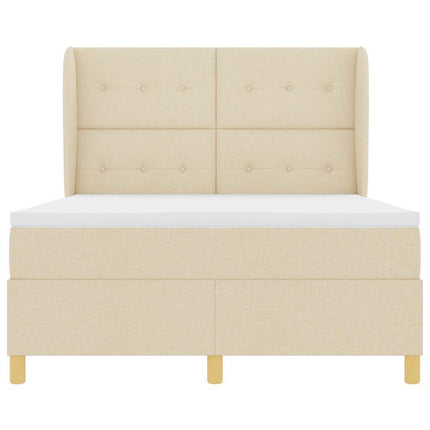 Box spring seng med hovedgærde Creme 200 x 160 cm Stof