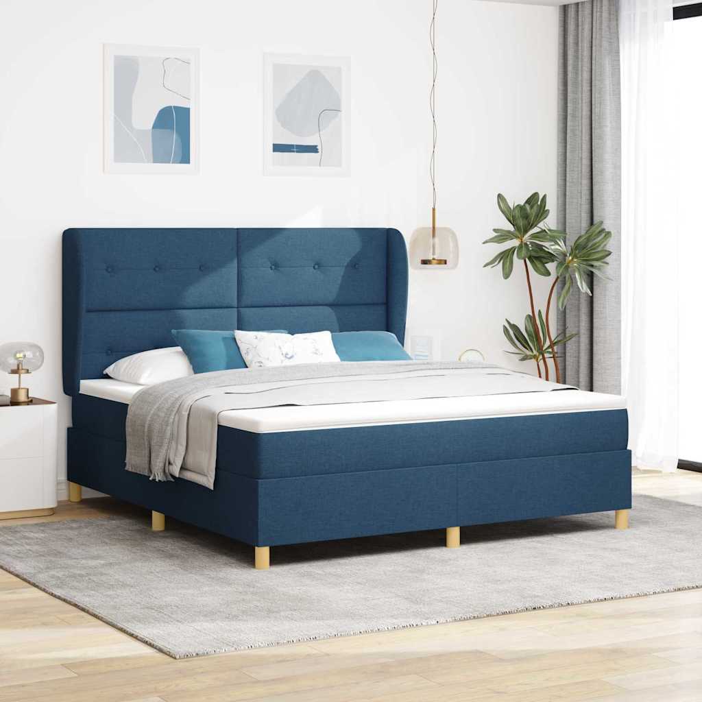 Kontinentalseng med hovedgærde 180 x 200 cm - blå stof