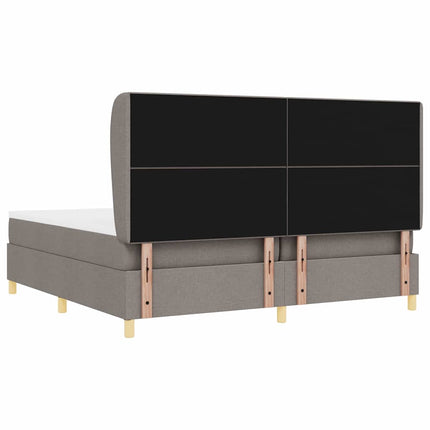 Box spring seng med hovedgærde Gråbrun 200 x 200 cm Stof