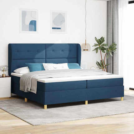 Box spring seng med hovedgærde Blå 200 x 200 cm Stof