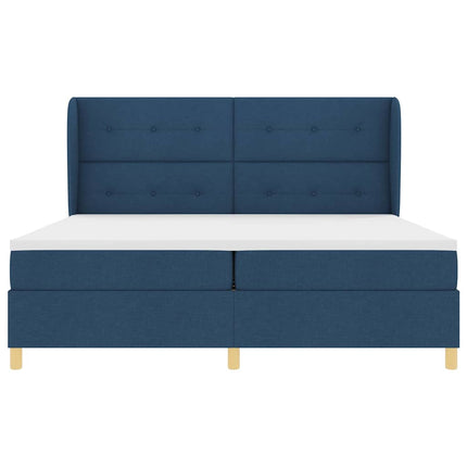 Box spring seng med hovedgærde Blå 200 x 200 cm Stof