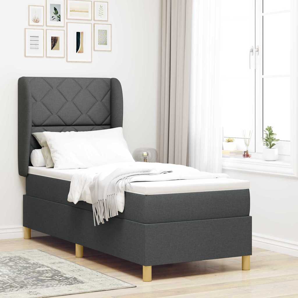 Box spring seng med hovedgrde Mrkegr 200 x 80 cm Stof