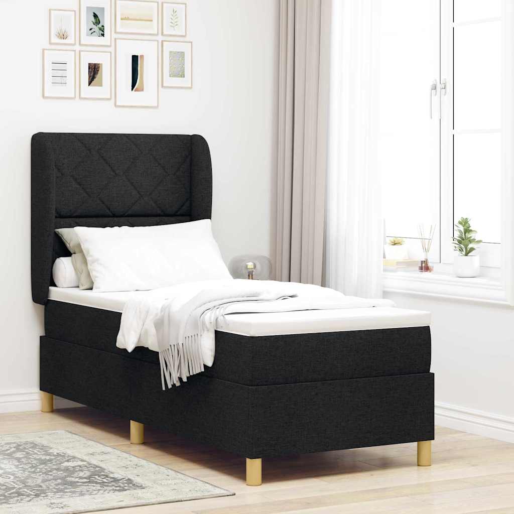 Kontinentalseng med hovedgærde 80 x 200 cm - sort stof