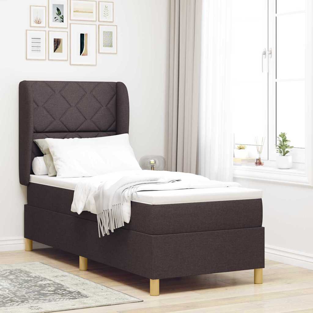 Box spring seng med pude Mrk Brun 200 x 80 cm Stof