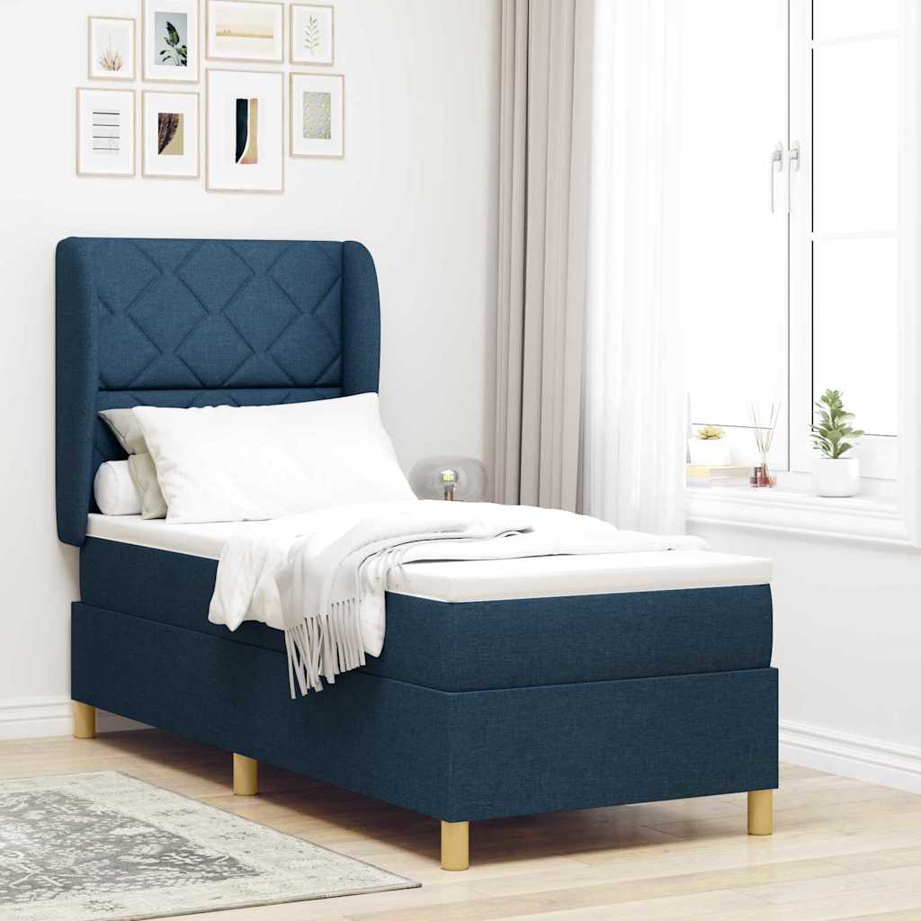 Box spring seng med hovedgrde Bl 200 x 80 cm Stof