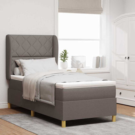 Box spring seng med hovedgærde Gråbrun 190 x 90 cm Stof