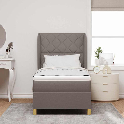 Box spring seng med hovedgærde Gråbrun 190 x 90 cm Stof