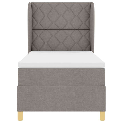 Box spring seng med hovedgærde Gråbrun 190 x 90 cm Stof