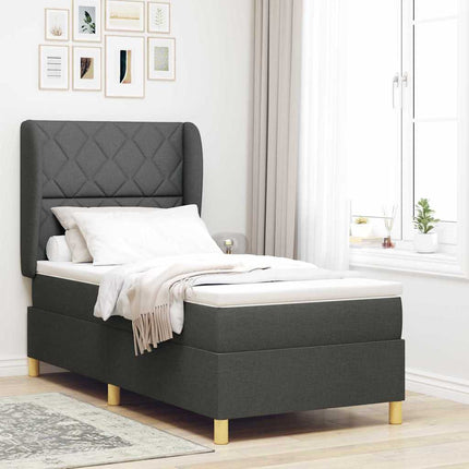 Box spring seng med hovedgærde Mørkegrå 200 x 90 cm Stof